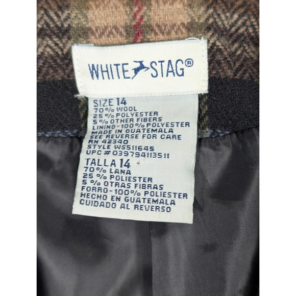 Y2K White Stag‎ Oversized Plaid Wool Blend Boyfriend Blazer Jacket Size 14 Lined - Picture 6 of 8